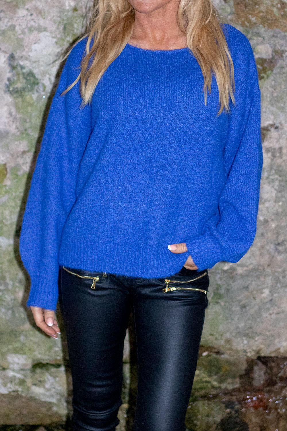 Brianna Stickad tröja - Blå