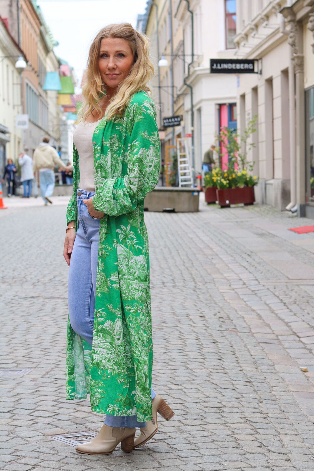 Fiona Lång skjortklänning - Natur - Smaragd