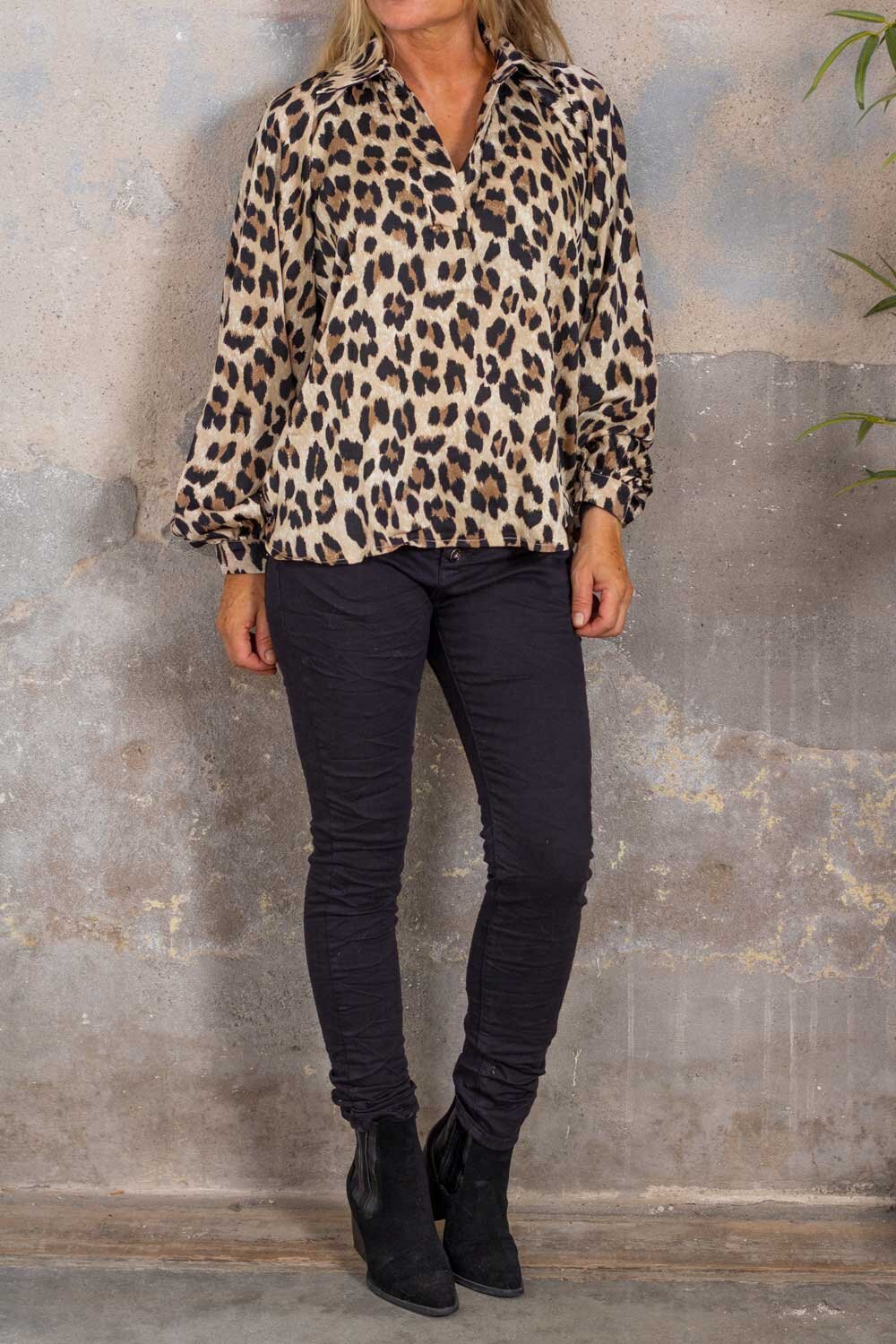 Marcia blus - Leopardmönster - Brun