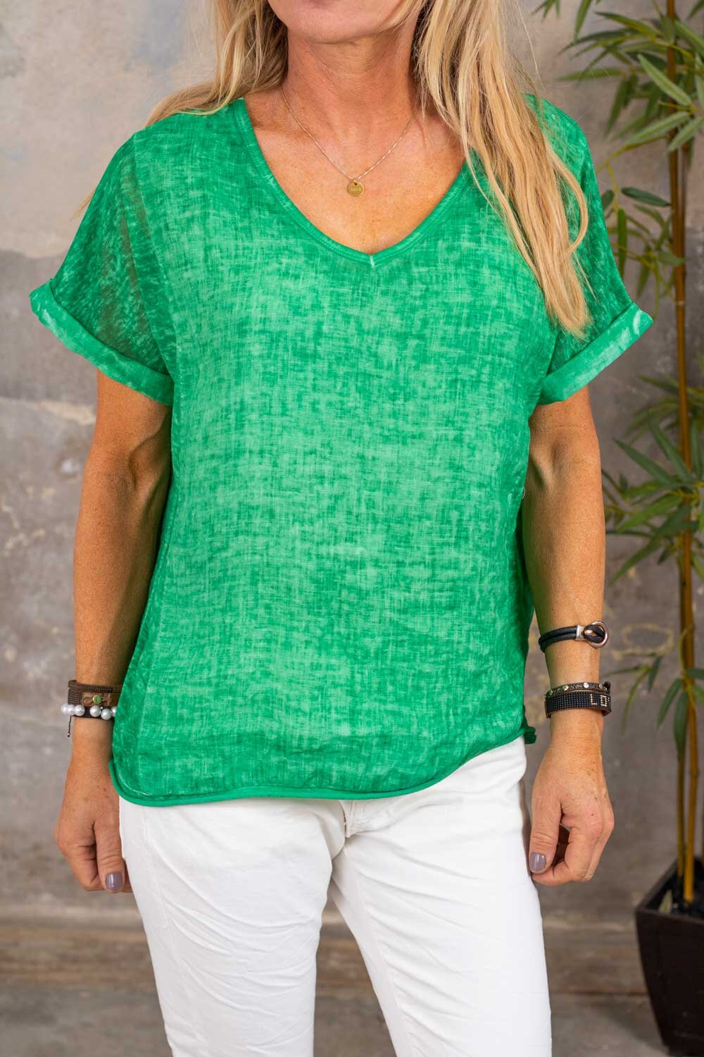Rita T-shirt i linnetyg - Grön