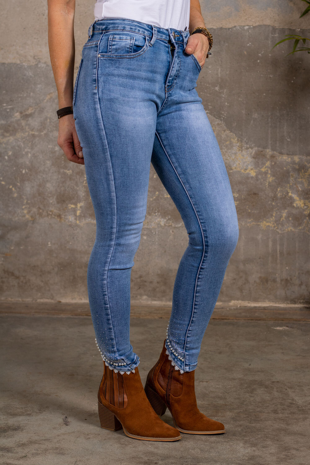 Skinny Jeans RD7169 - Spets - LjustvÃ¤tt