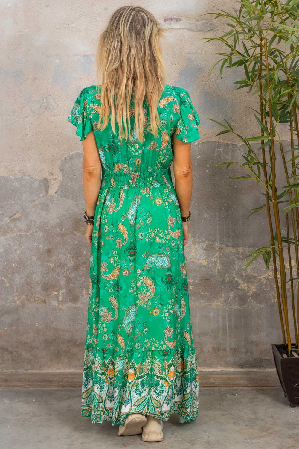 Victoria långklänning - Mönstrad - Smaragd