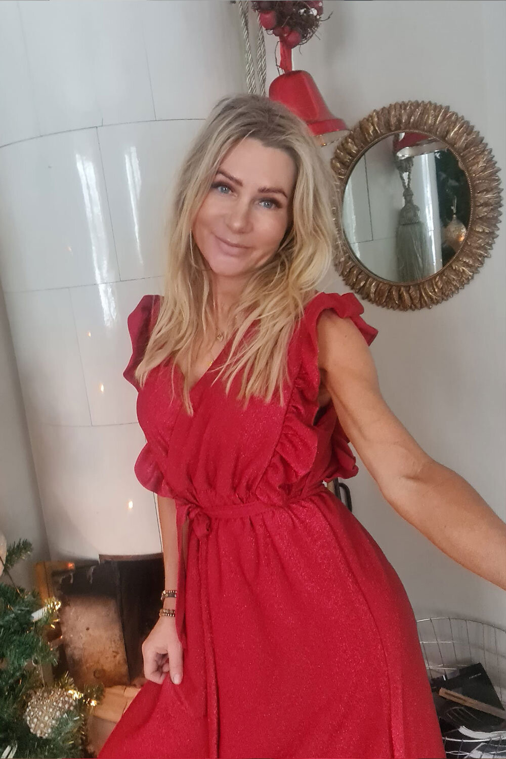 Megan Långklänning - Glitter - Röd