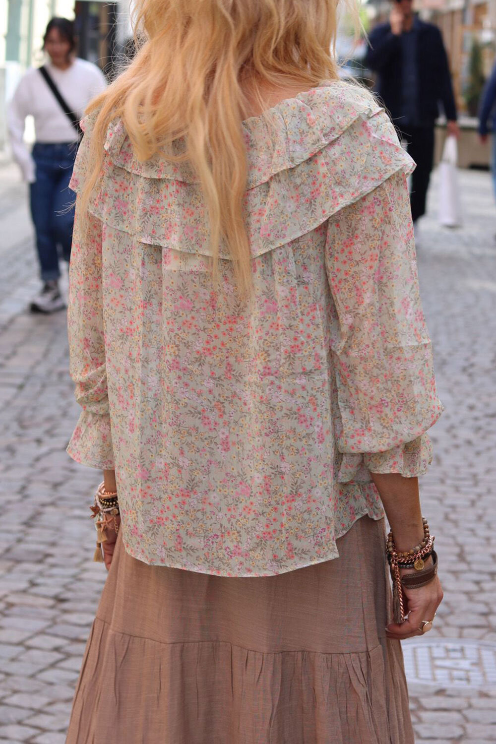 Belle Small floral blouse - Ruffles - Summer green - Image 7