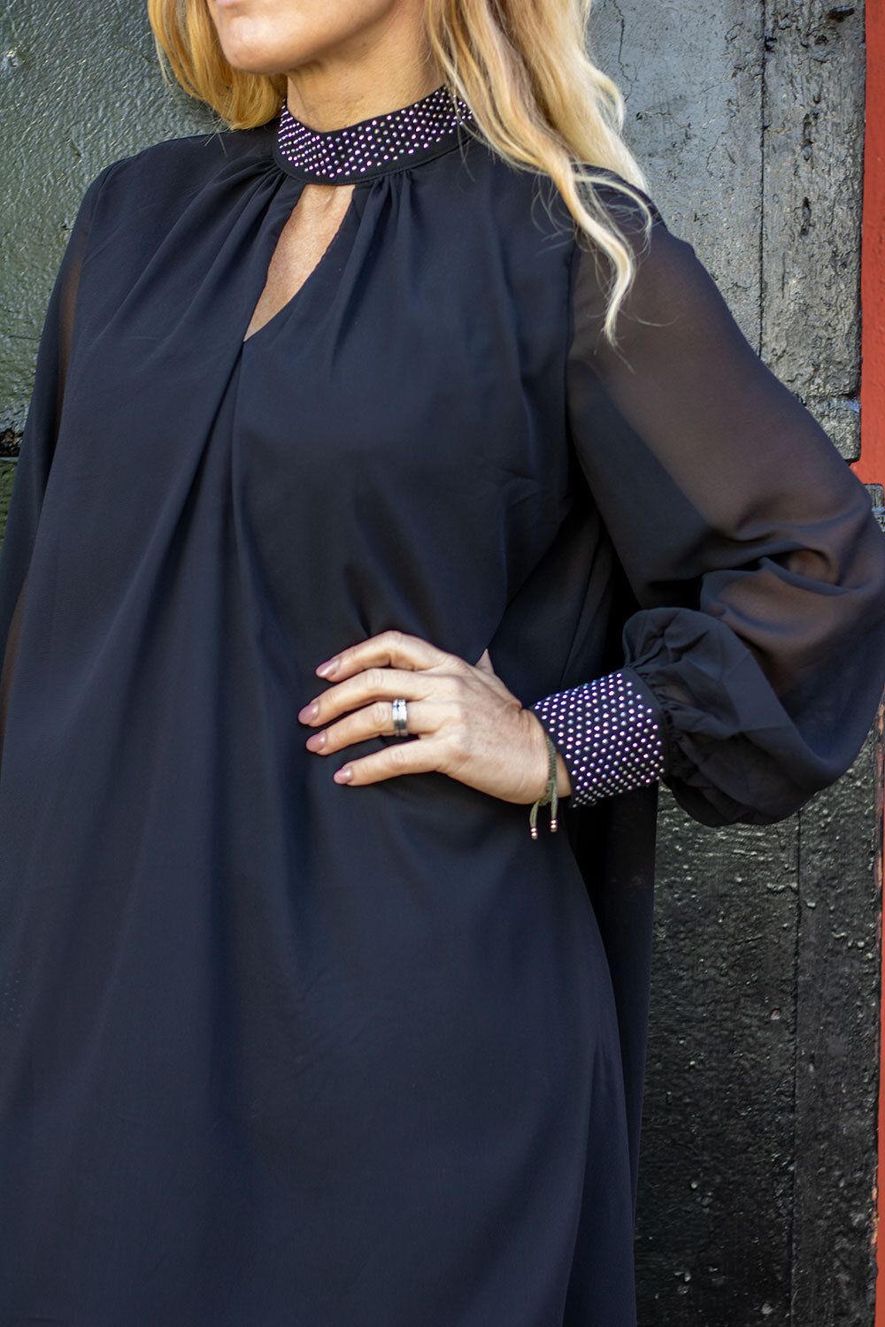 Embla Chiffon Dress - Bling - Black - Image 4
