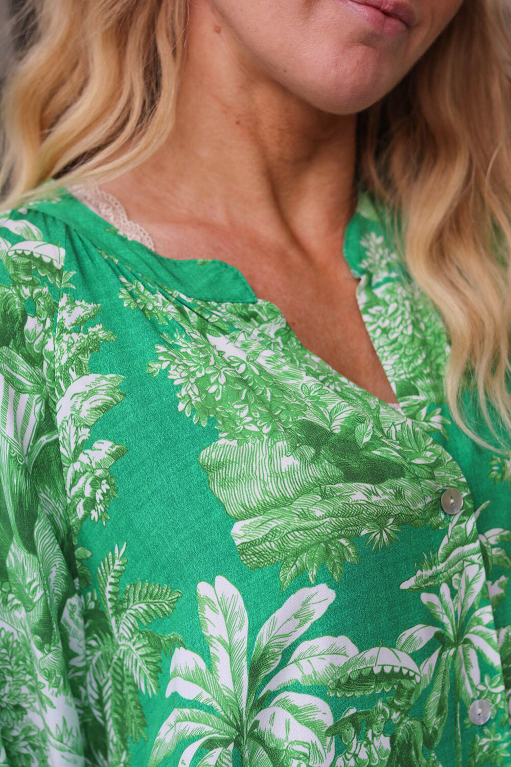 Fiona Long shirt dress - Natural - Smaragd - Image 7