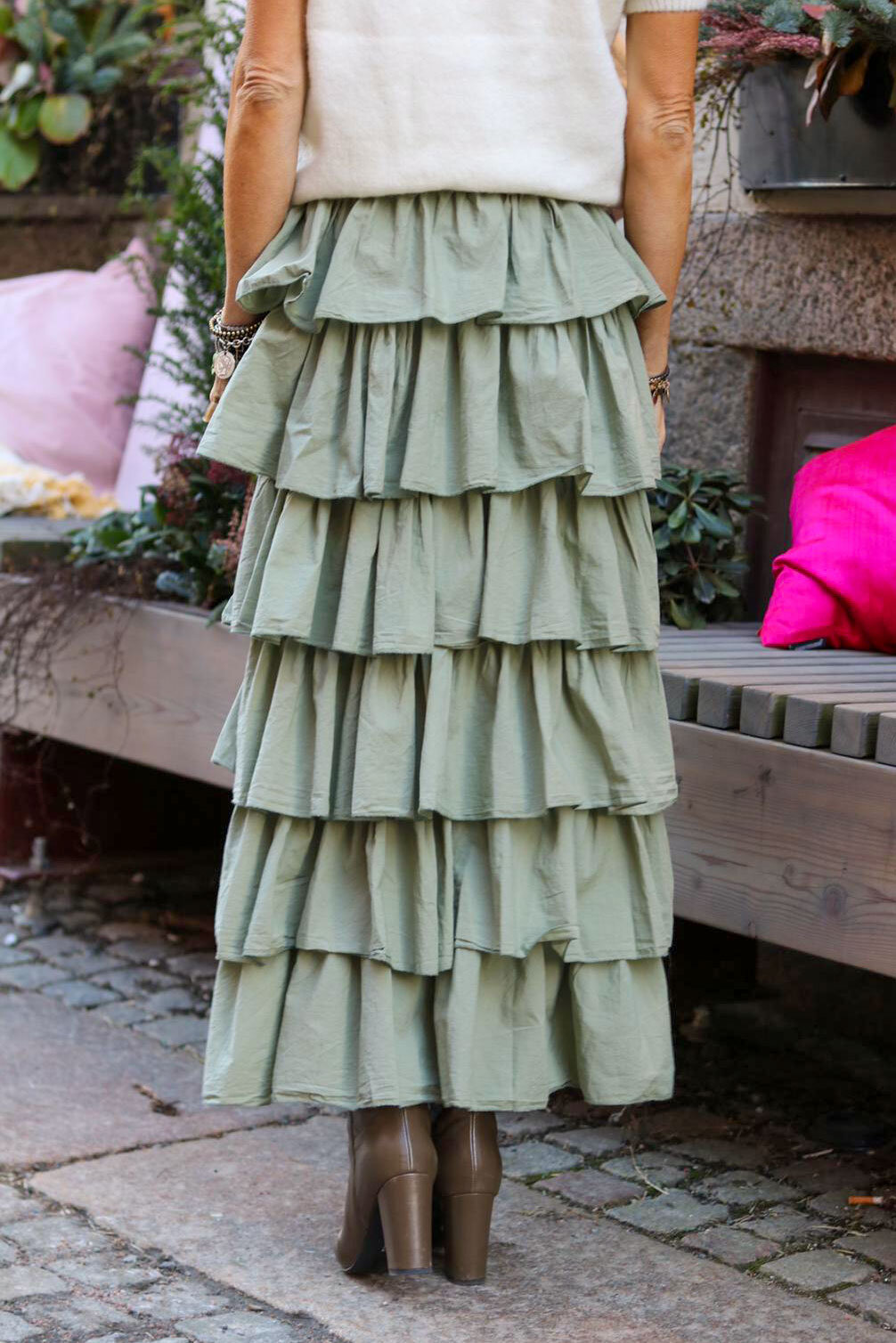 Lång Volangkjol - Khaki - Bild 3