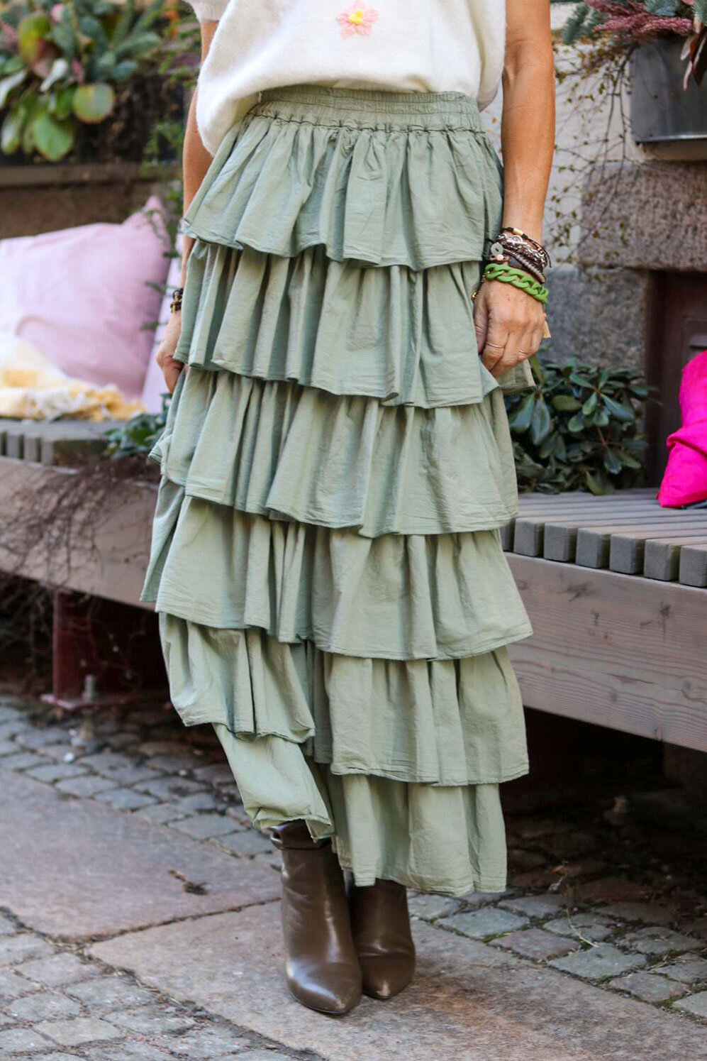 Lång Volangkjol - Khaki - Bild 2