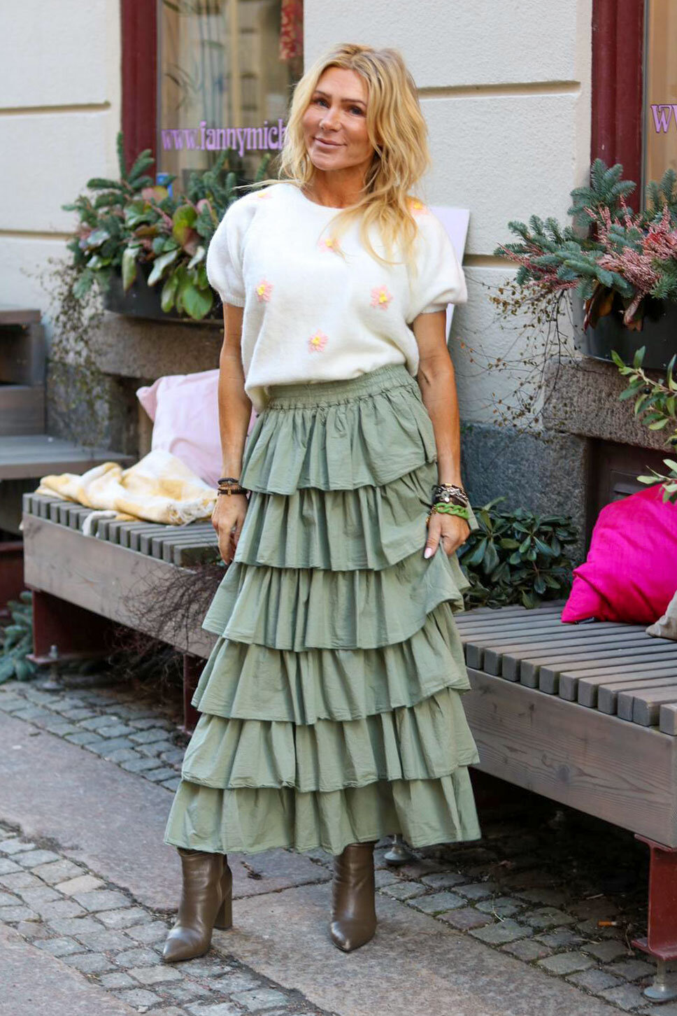 Lång Volangkjol - Khaki