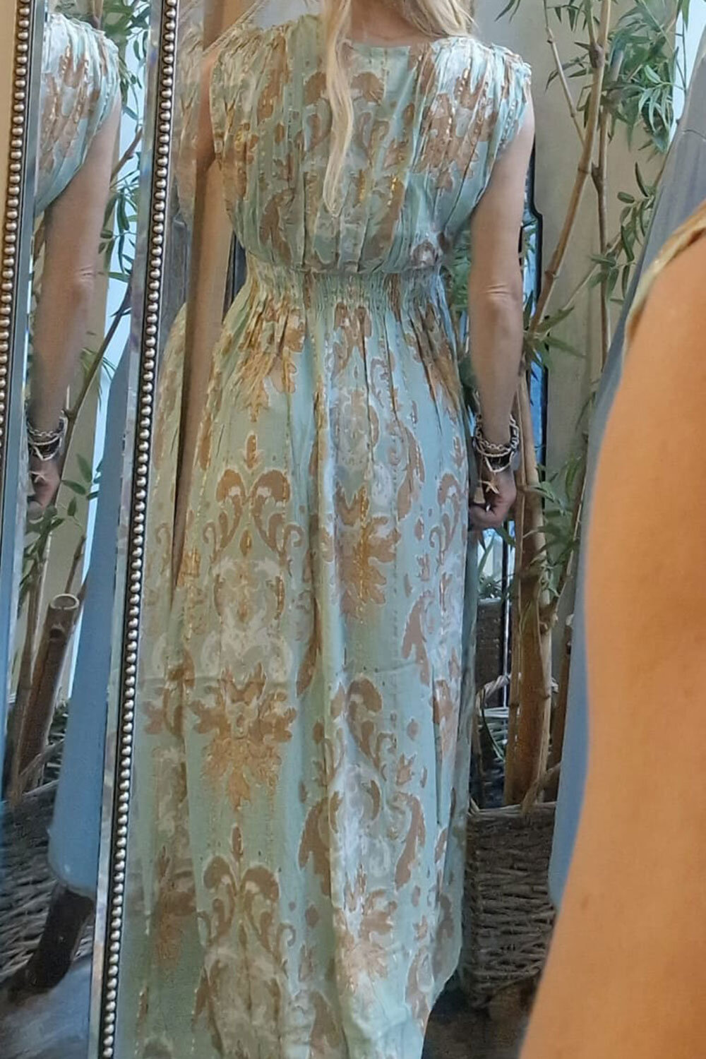 Sanna långklänning - Gulddetaljer - Grön turkos - Bild 4