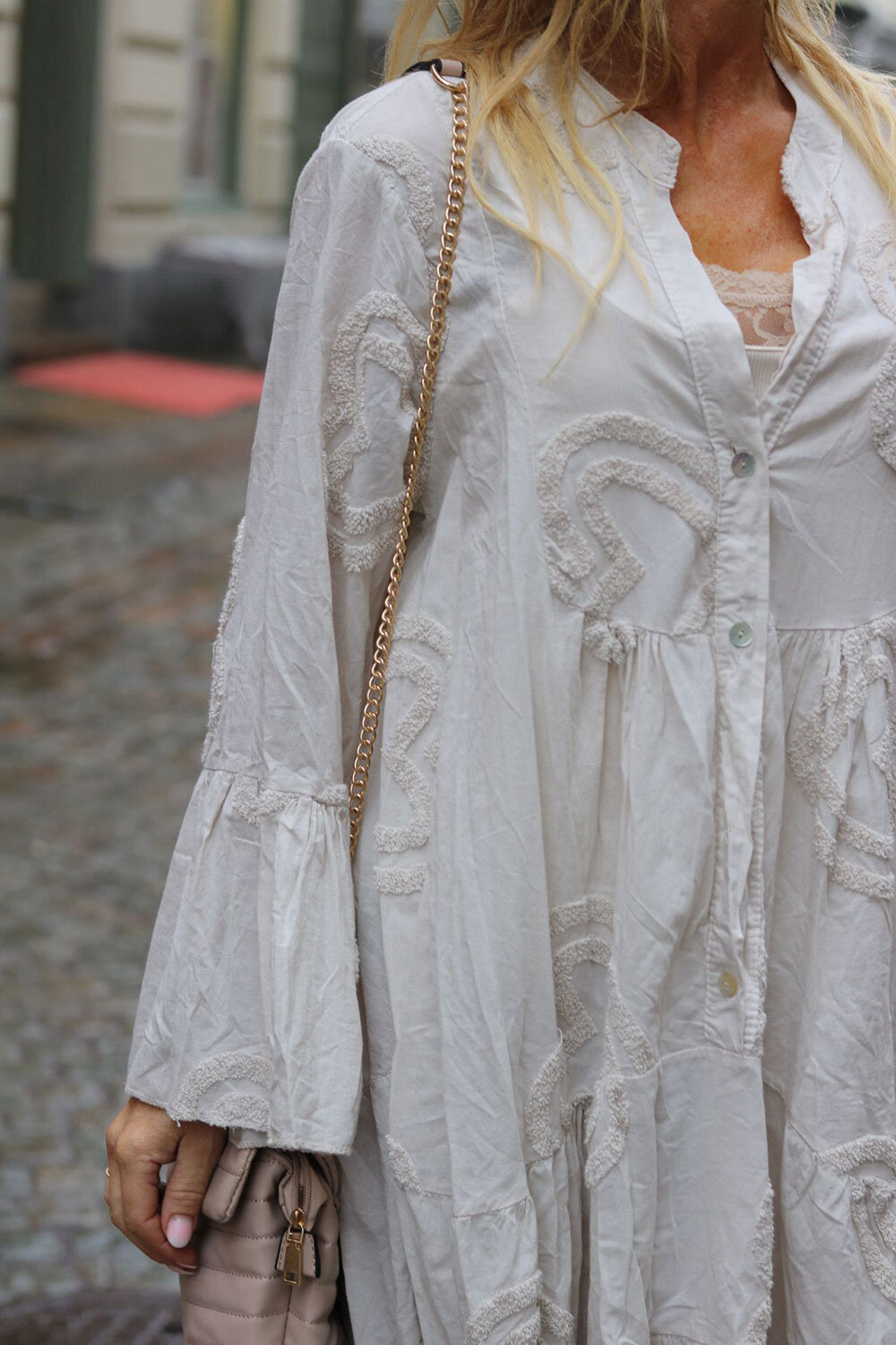 Therese Cotton dress - Hearts - Beige - Image 3