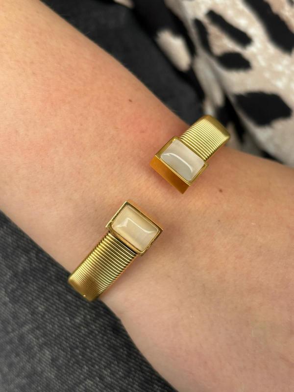Bracelet - White stone - Gold