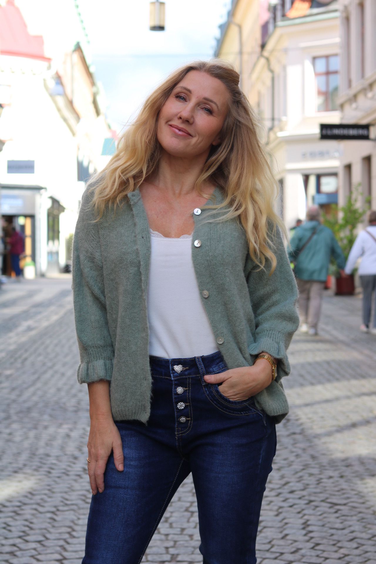 Lana Mohair Cardigan - Ruffle Sleeve - Khaki - Image 4