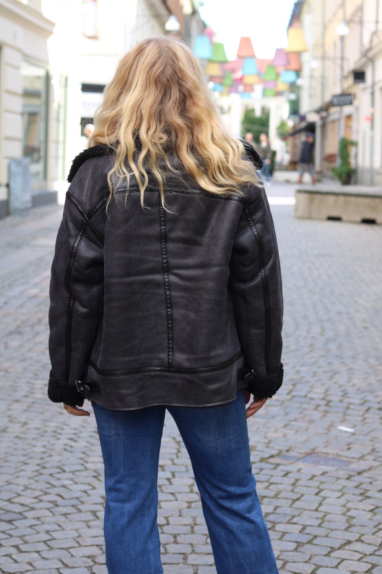 Pilot jacket in imitation leather - Charcoal - Image 5