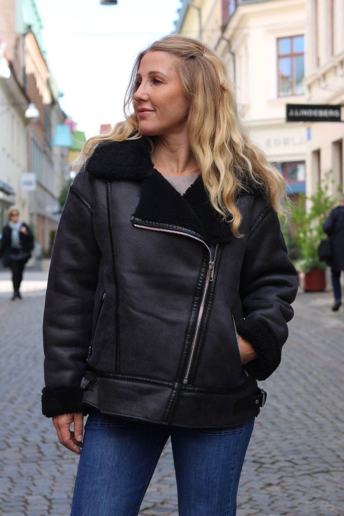 Pilot jacket in imitation leather - Charcoal - Image 3