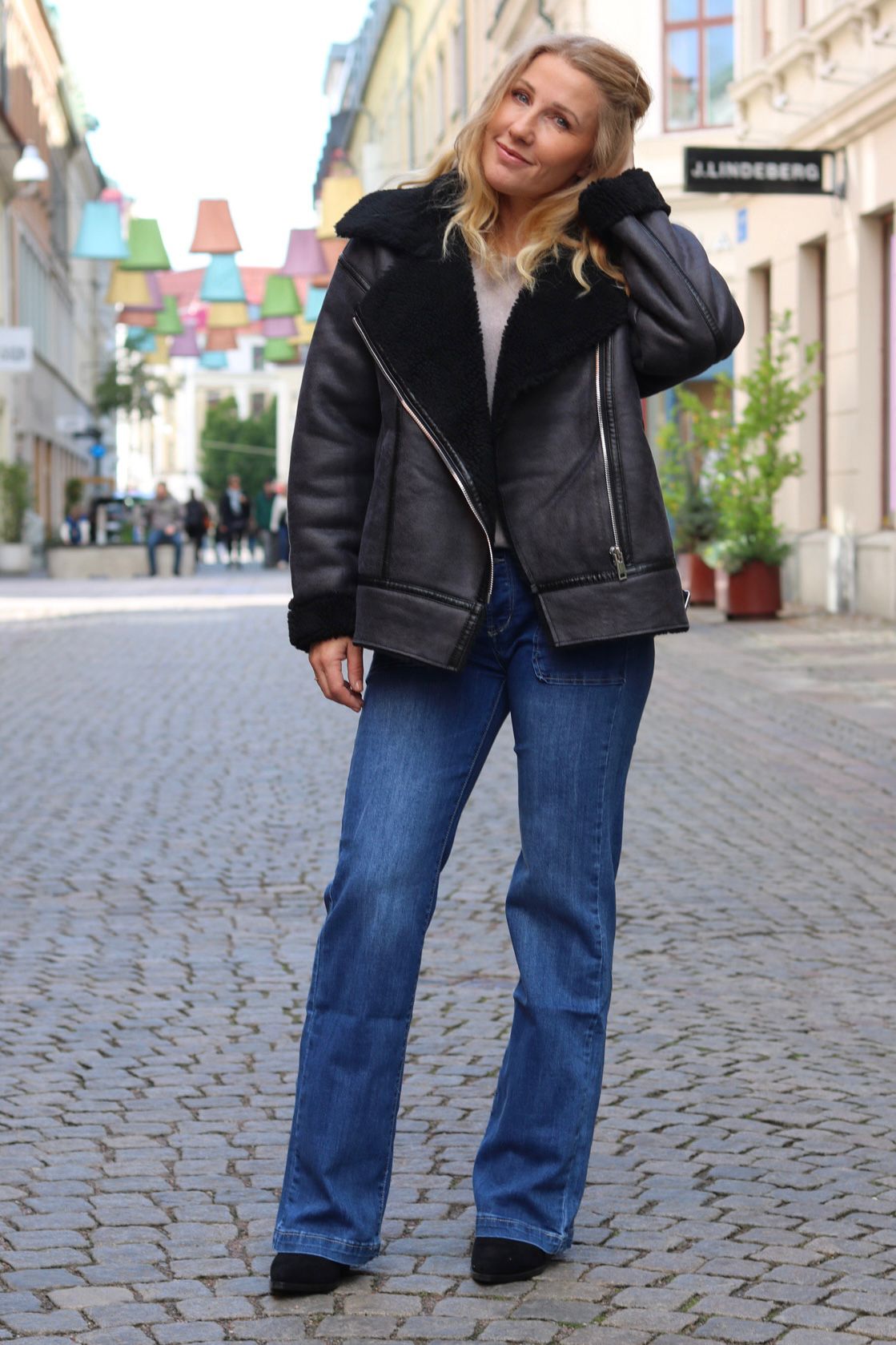 Pilot jacket in imitation leather - Charcoal - Image 4