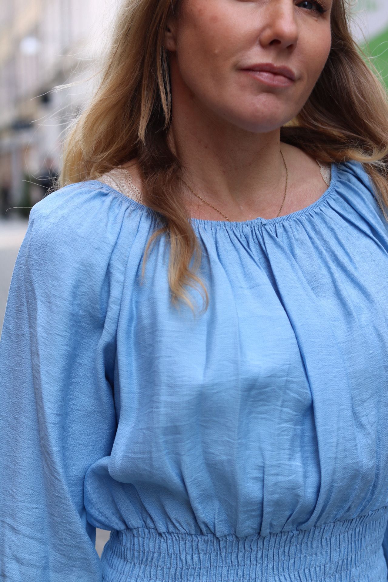 Kim - Top with smock details - Blue - Image 7