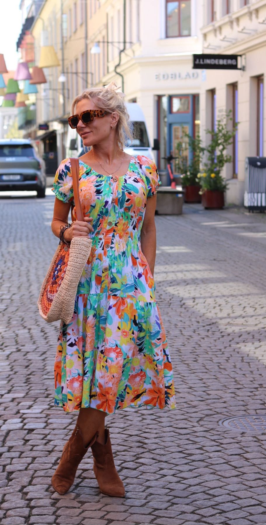 Elsi - Multifärgad klänning - Grön - Bild 6