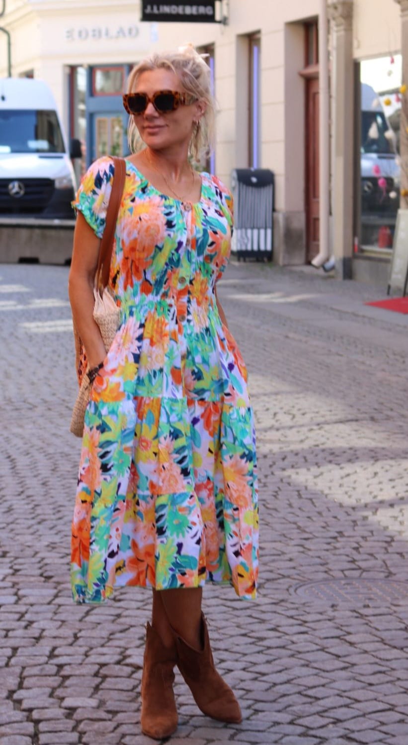 Elsi - Multifärgad klänning - Grön - Bild 3