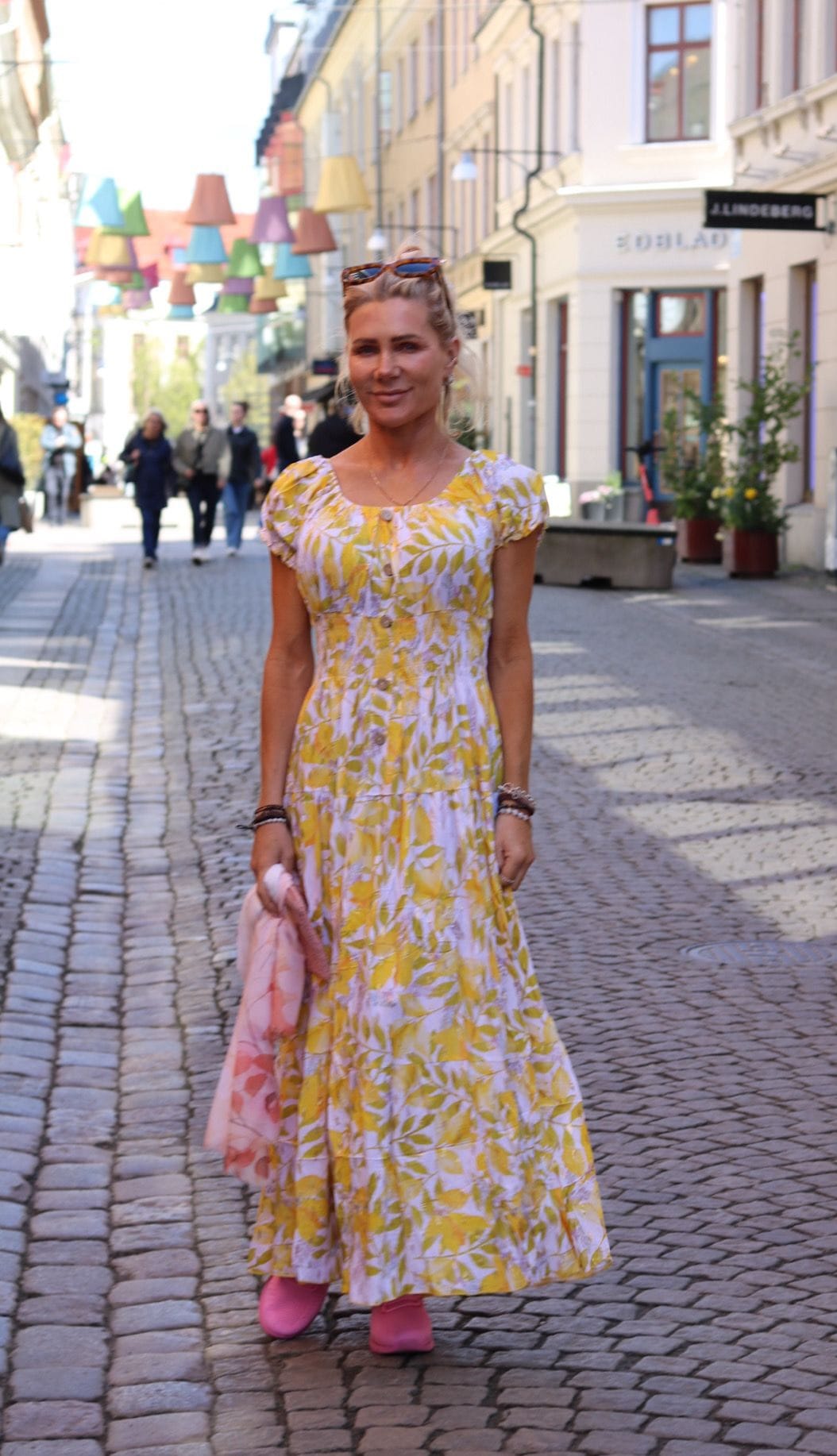 Meja - Long dress with leaves and gold splashes - Yellow - Image 3