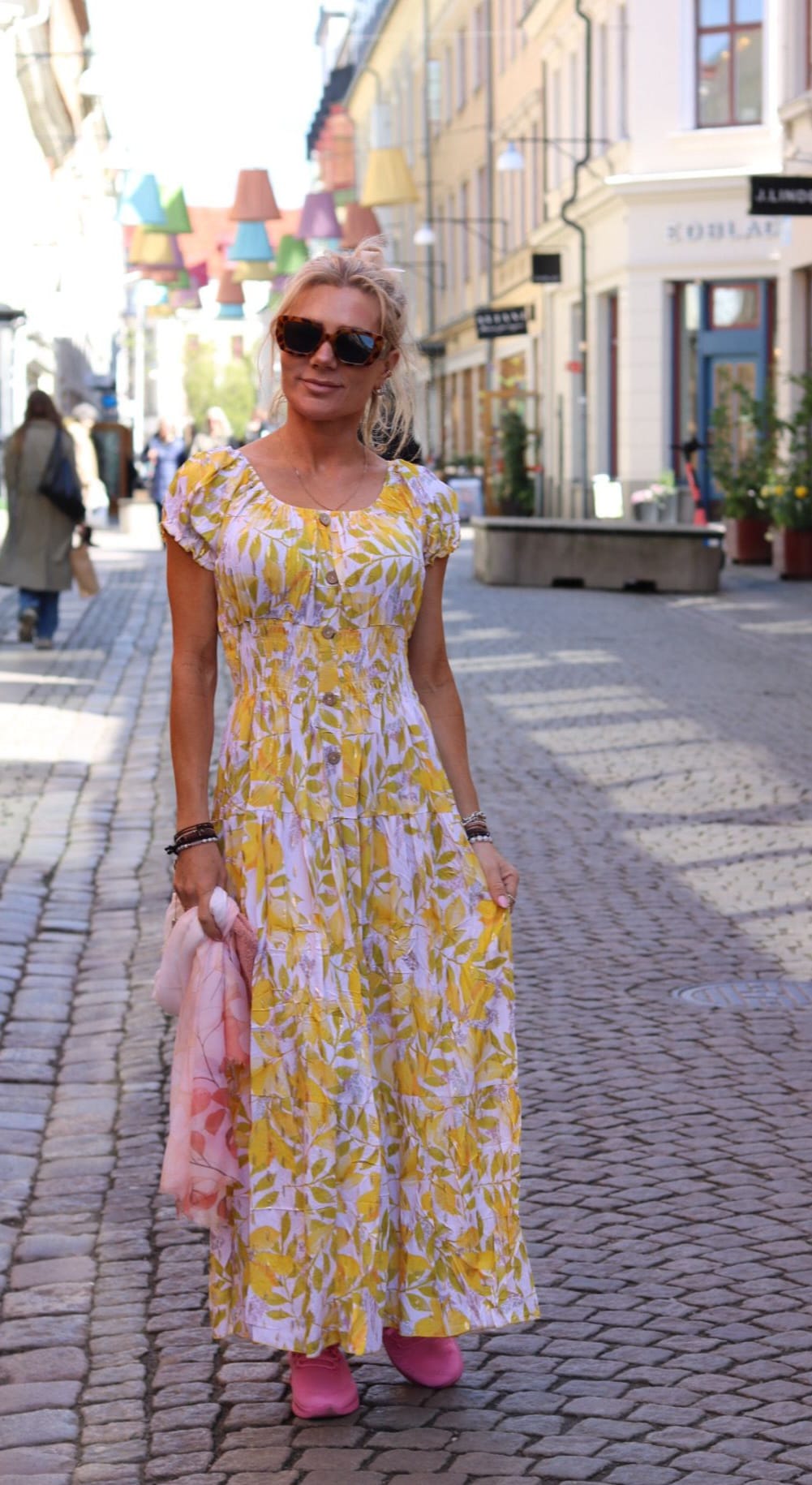 Meja - Long dress with leaves and gold splashes - Yellow - Image 2