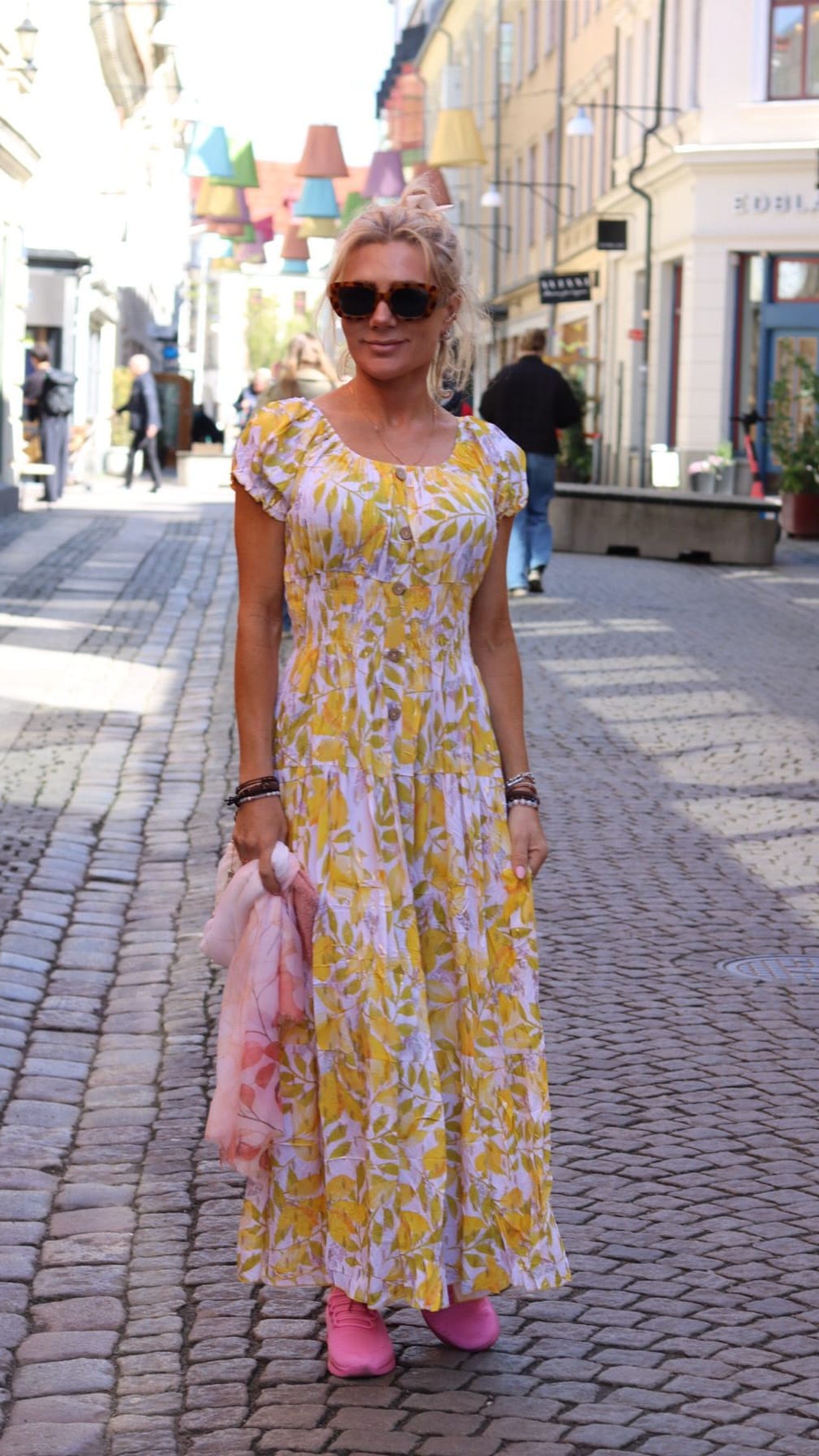 Meja - Long dress with leaves and gold splashes - Yellow - Image 5