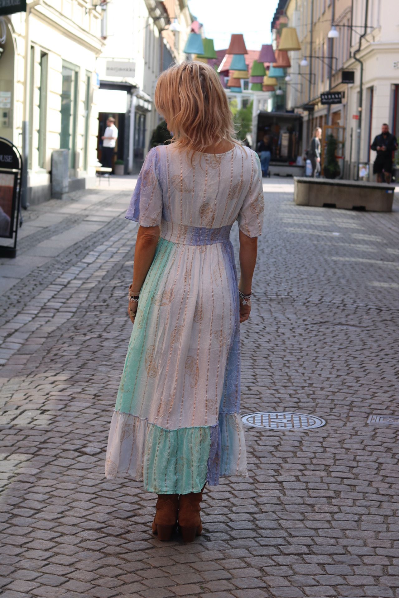 Indie Long Dress - Smock & Embroidery - Blue/Turquoise - Image 2