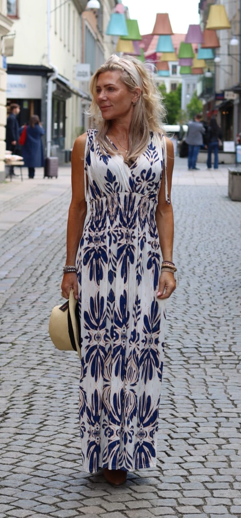 Long soft dress -1933-A4 - Patterned- Marine (kopia) - Image 3
