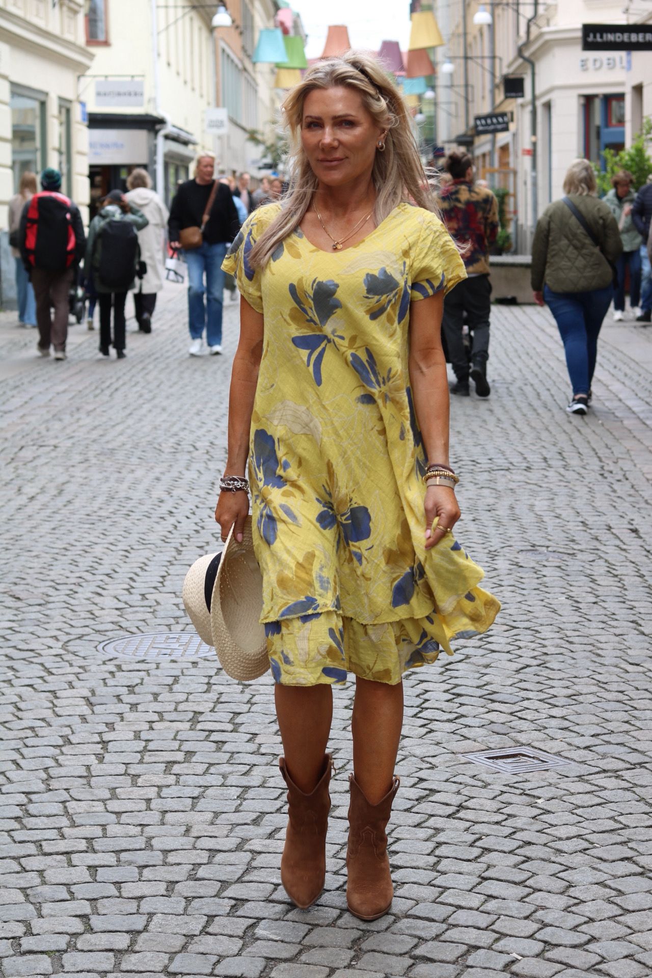 Tessa klänning - Blommor - Gul/Blå - Bild 8