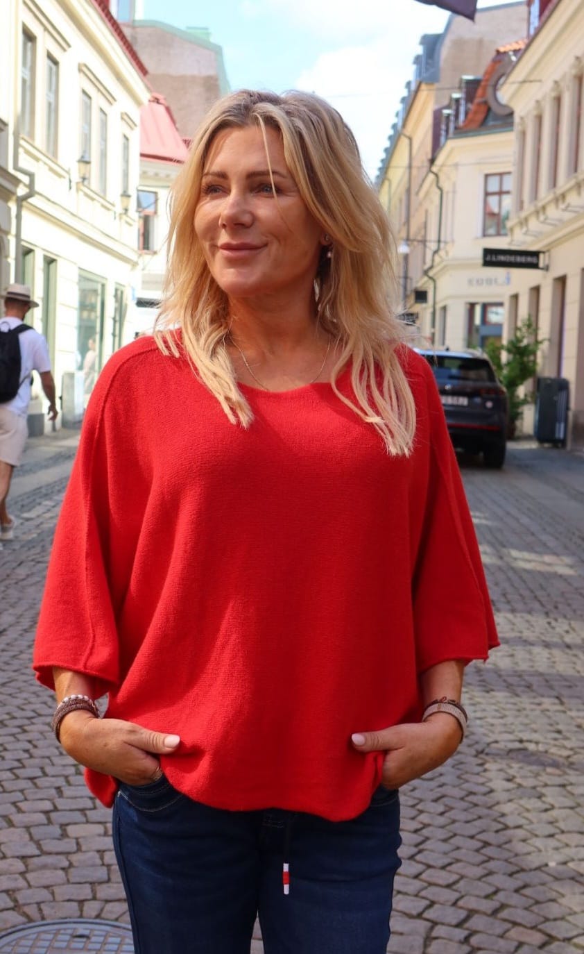 Peggy Knitted short-sleeved sweater - Red