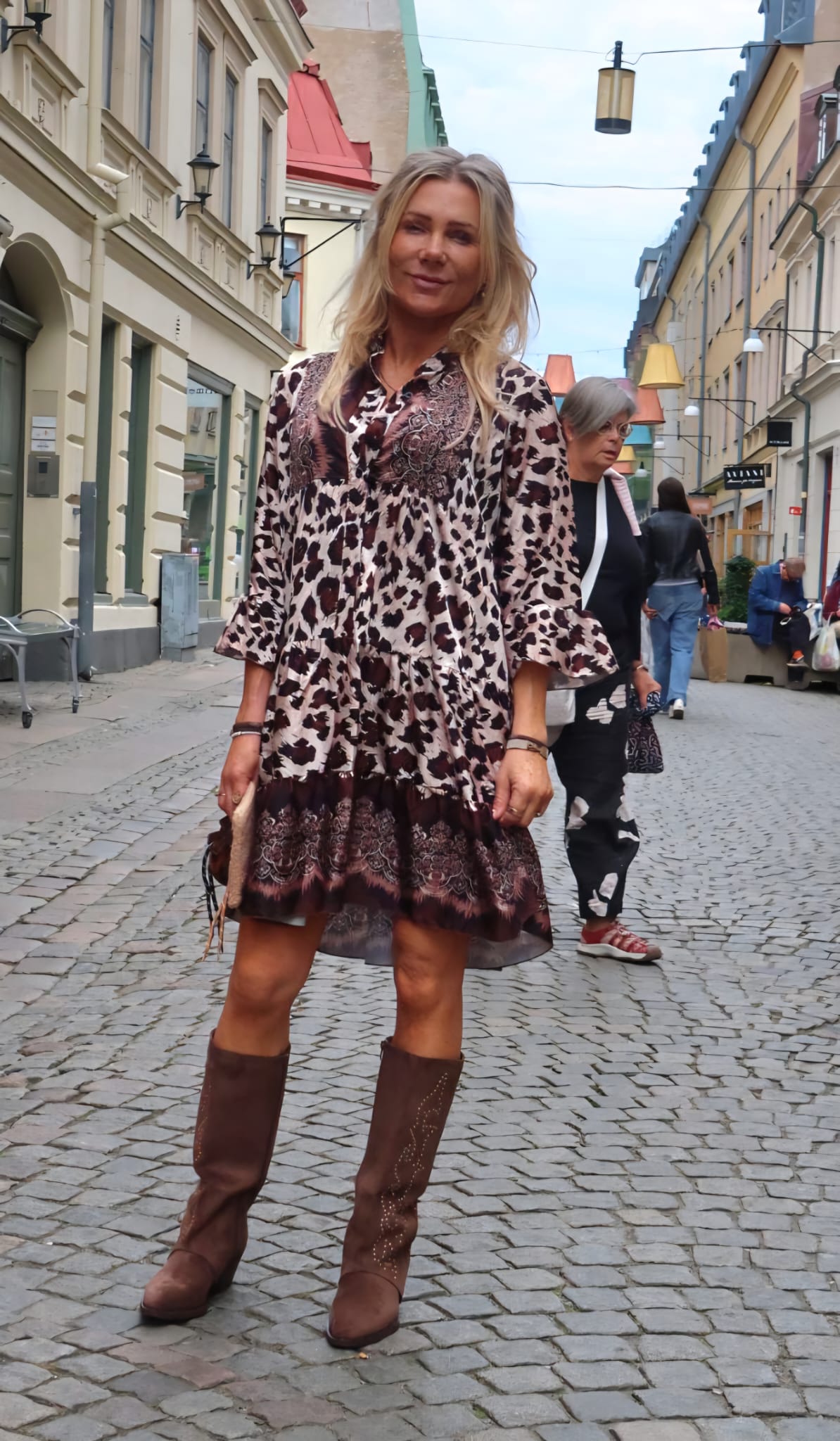 Boots with studs in imitation suede - Taupe - Image 9