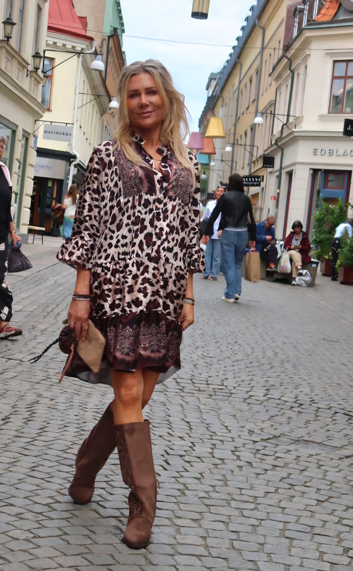 Boots with studs in imitation suede - Taupe - Image 7