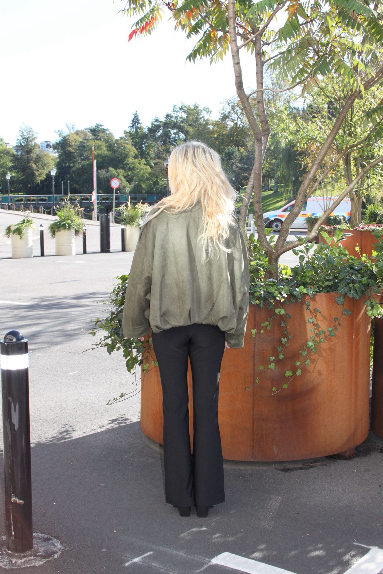 Faux suede jacket - Khaki - Image 3