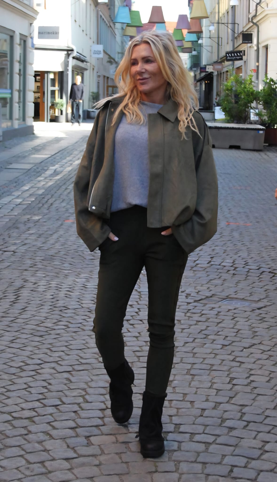 Faux suede jacket - Khaki - Image 8