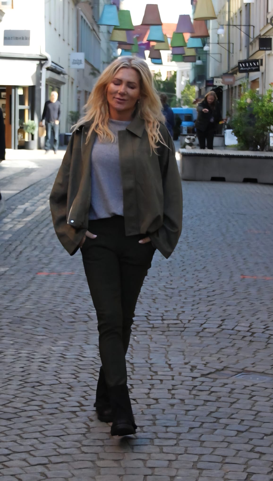 Faux suede jacket - Khaki - Image 7