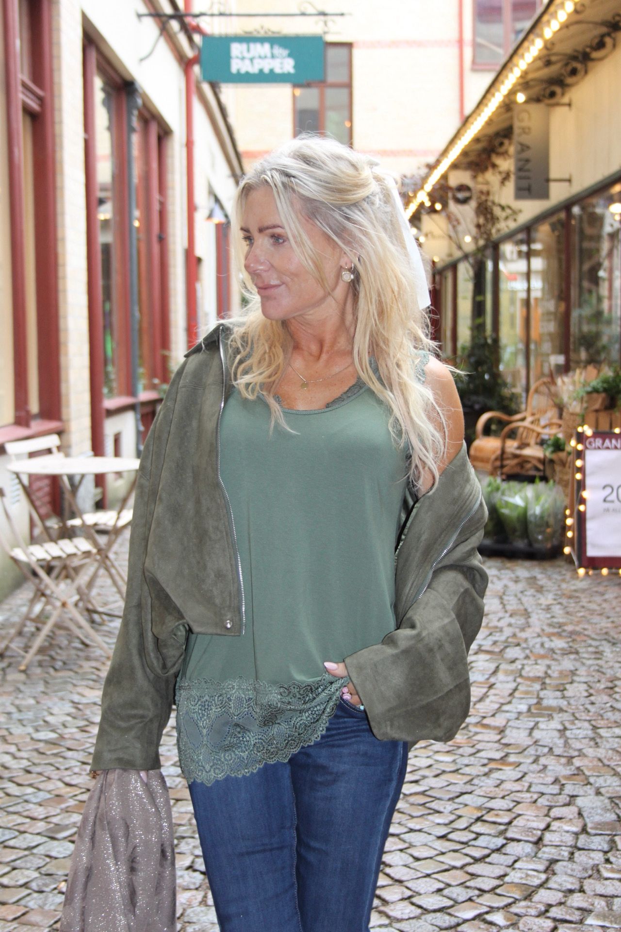 Jennie - Linne med spets - Khaki - Bild 2