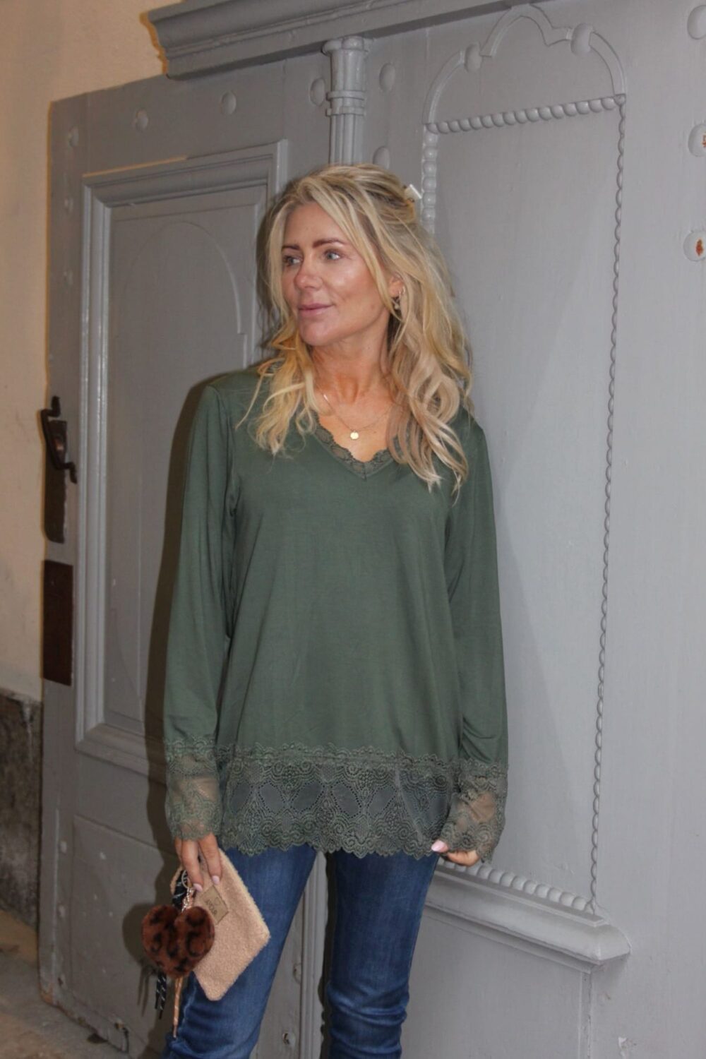 Joline - Tunn tröja med spets  - Khaki - Bild 2