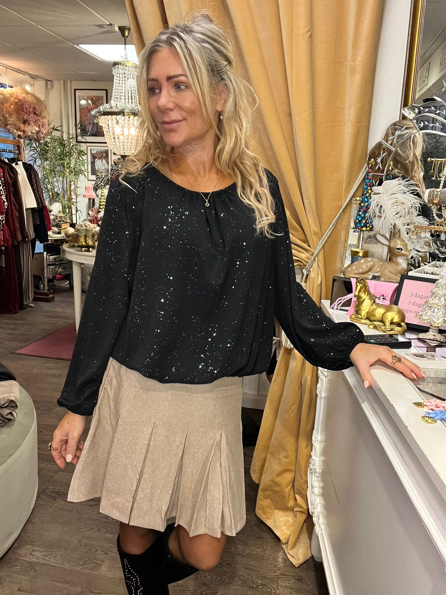 Tina - Glittertunika - Svart