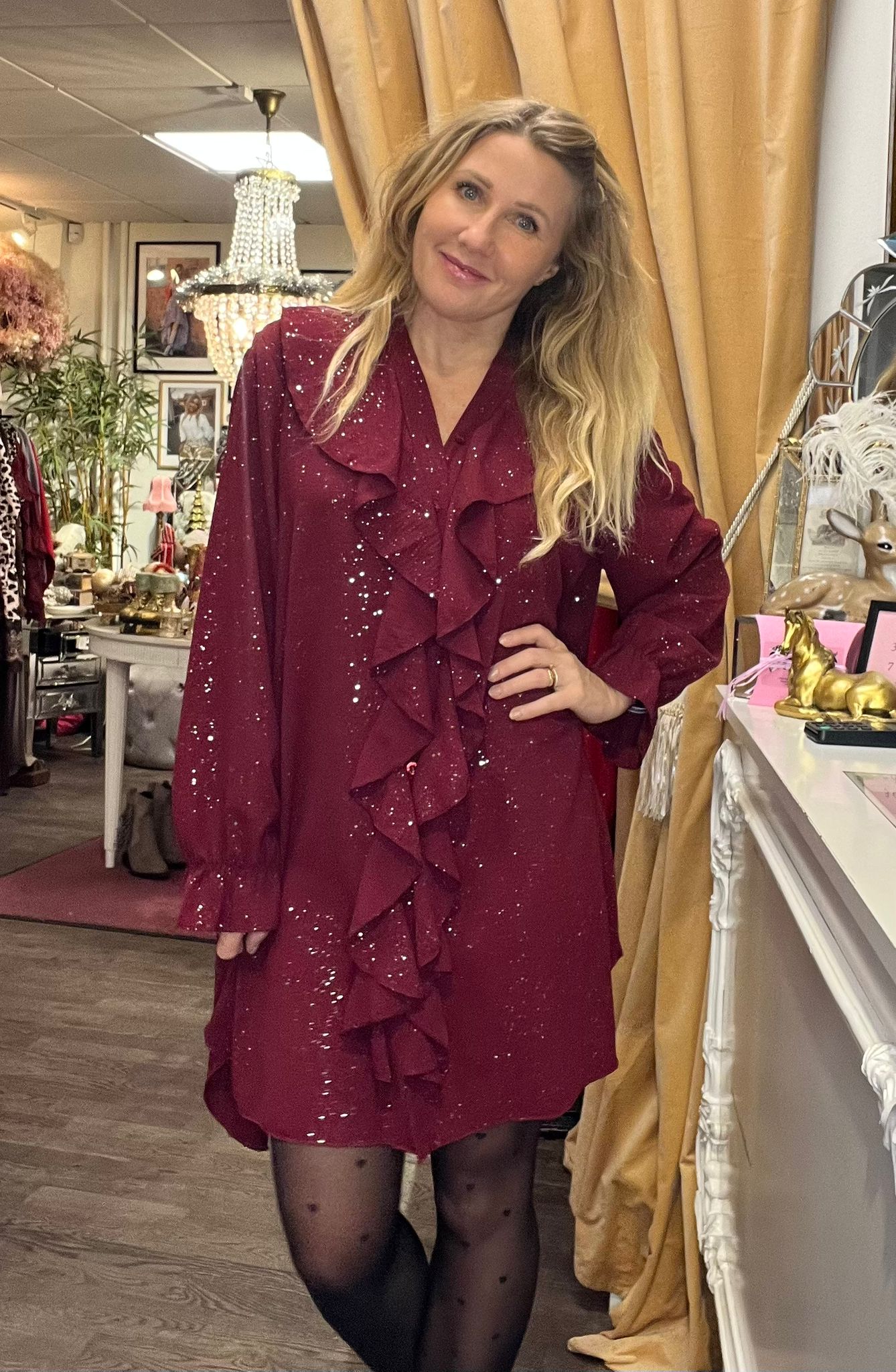 Glitter Sienna - Dress with ruffles - Bordeaux - Image 3