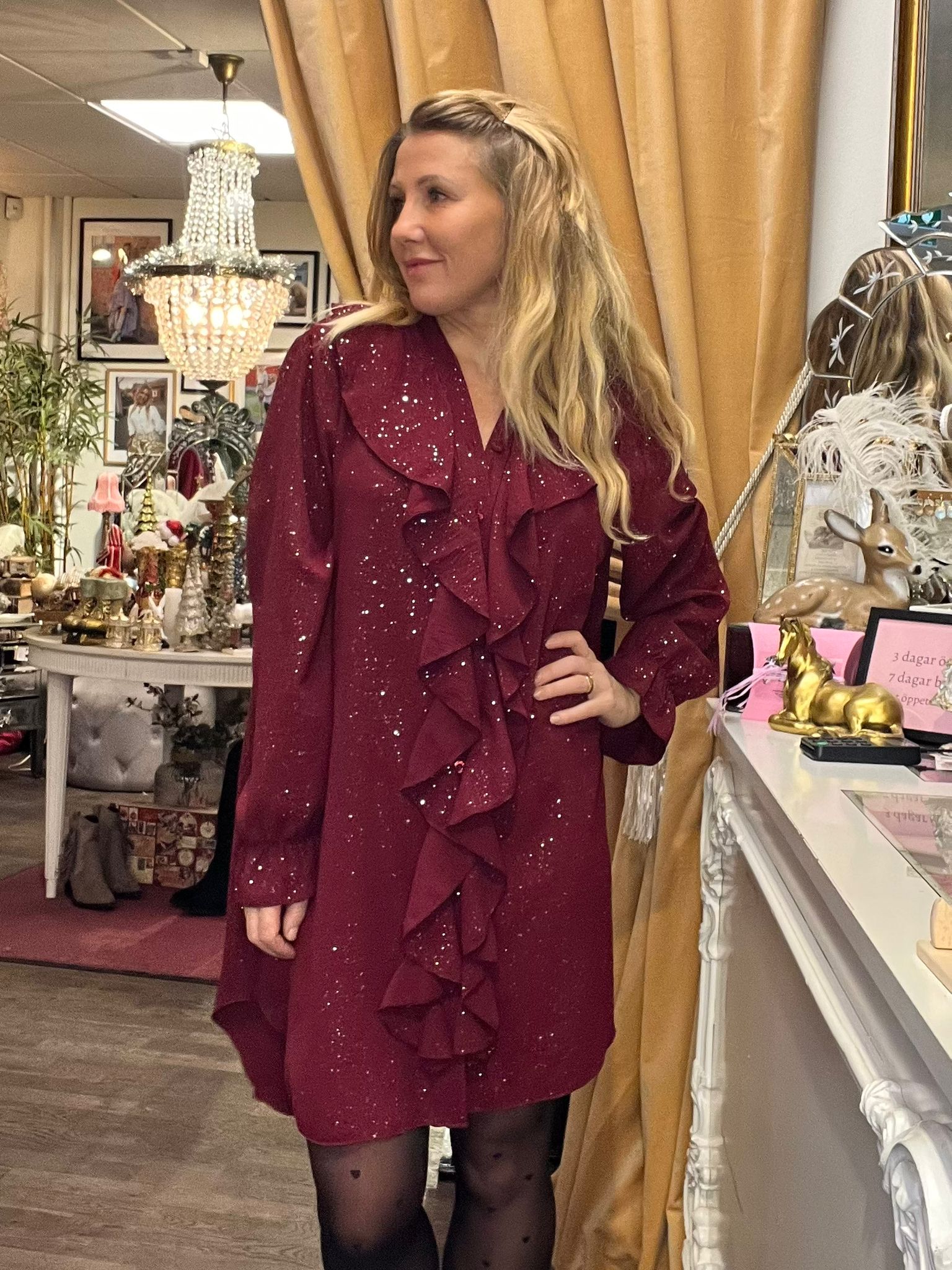 Glitter Sienna - Dress with ruffles - Bordeaux - Image 2