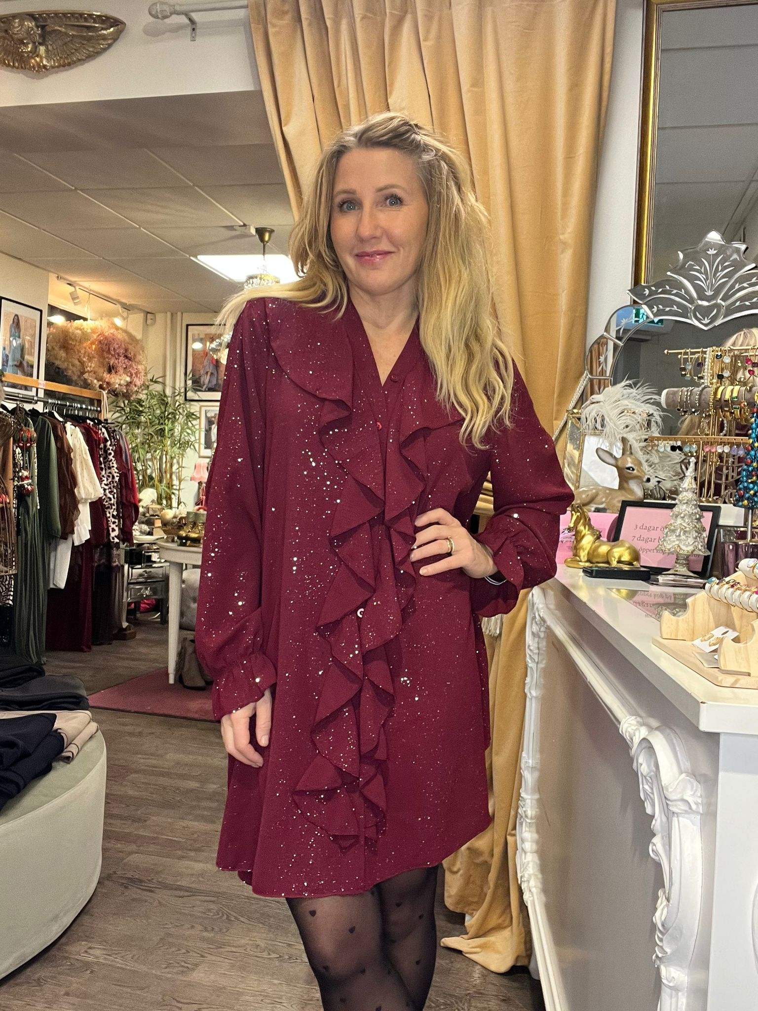 Glitter Sienna - Dress with ruffles - Bordeaux - Image 6