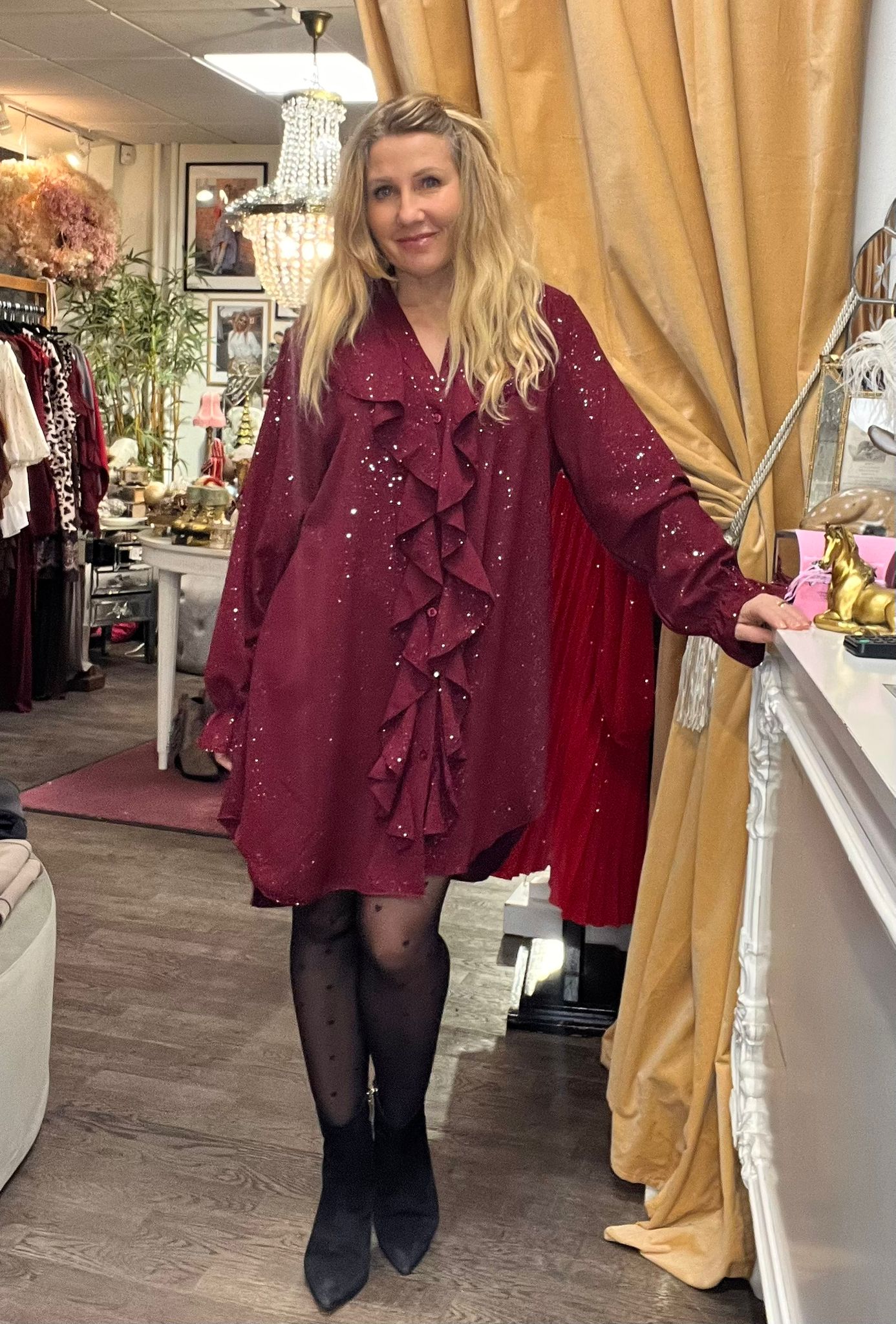 Glitter Sienna - Dress with ruffles - Bordeaux - Image 8