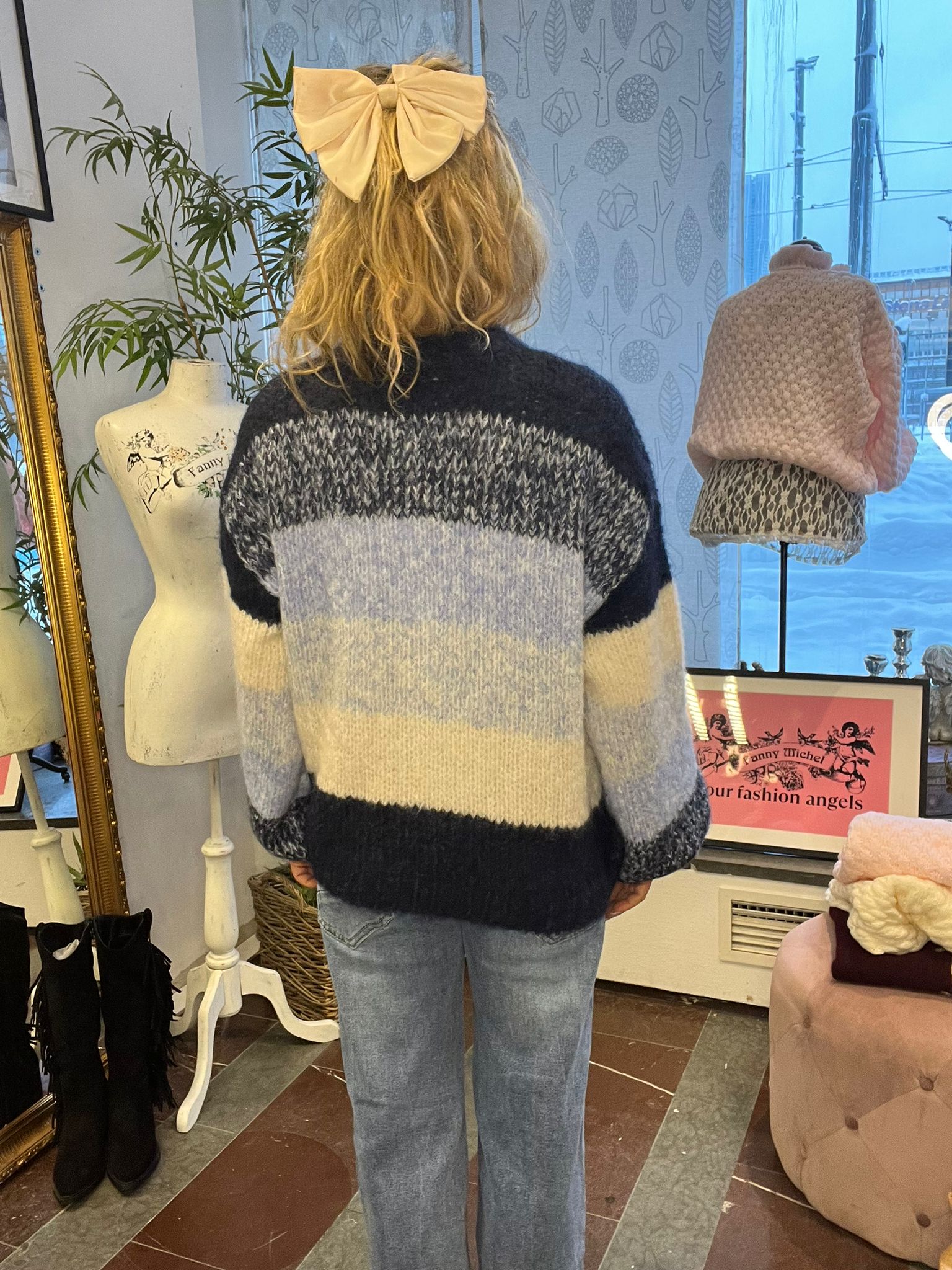 Majsan - Stickad kofta - Multi/Navy - Bild 7