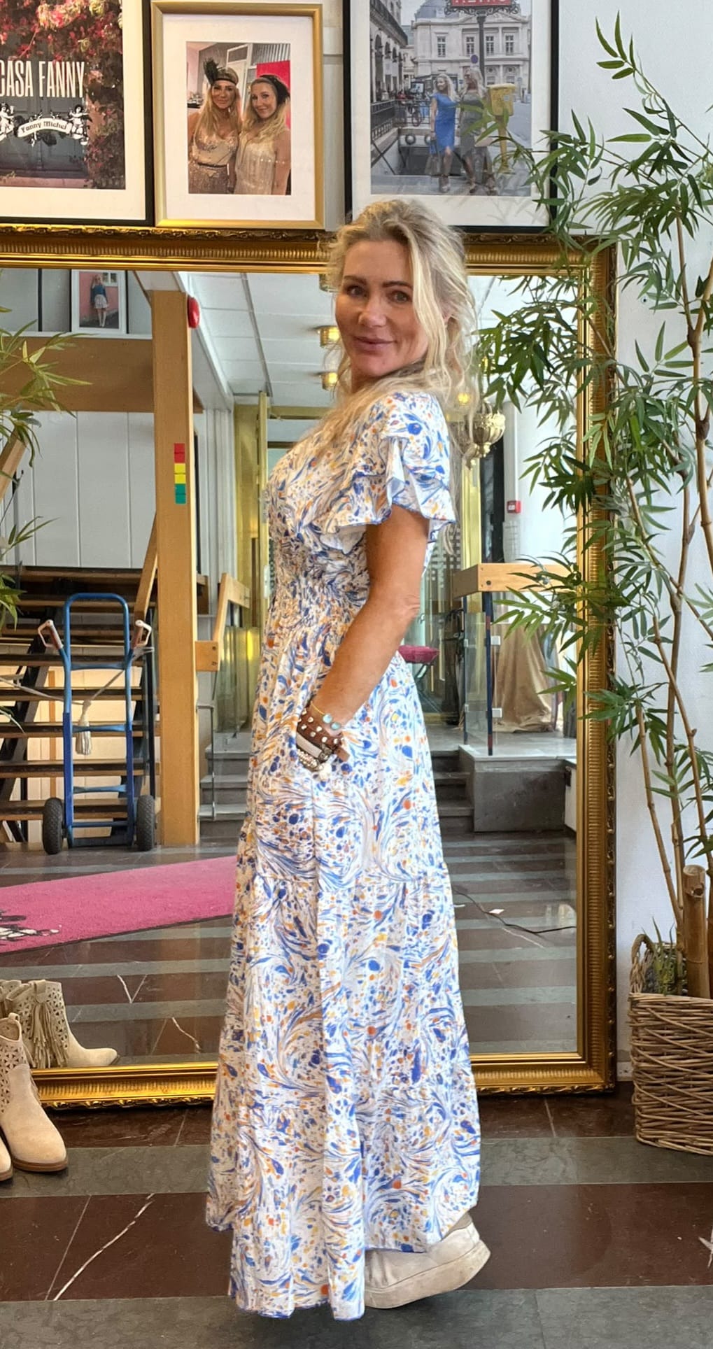 Saga långklänning - 596-A6- Mönstrad - Blå - Bild 5