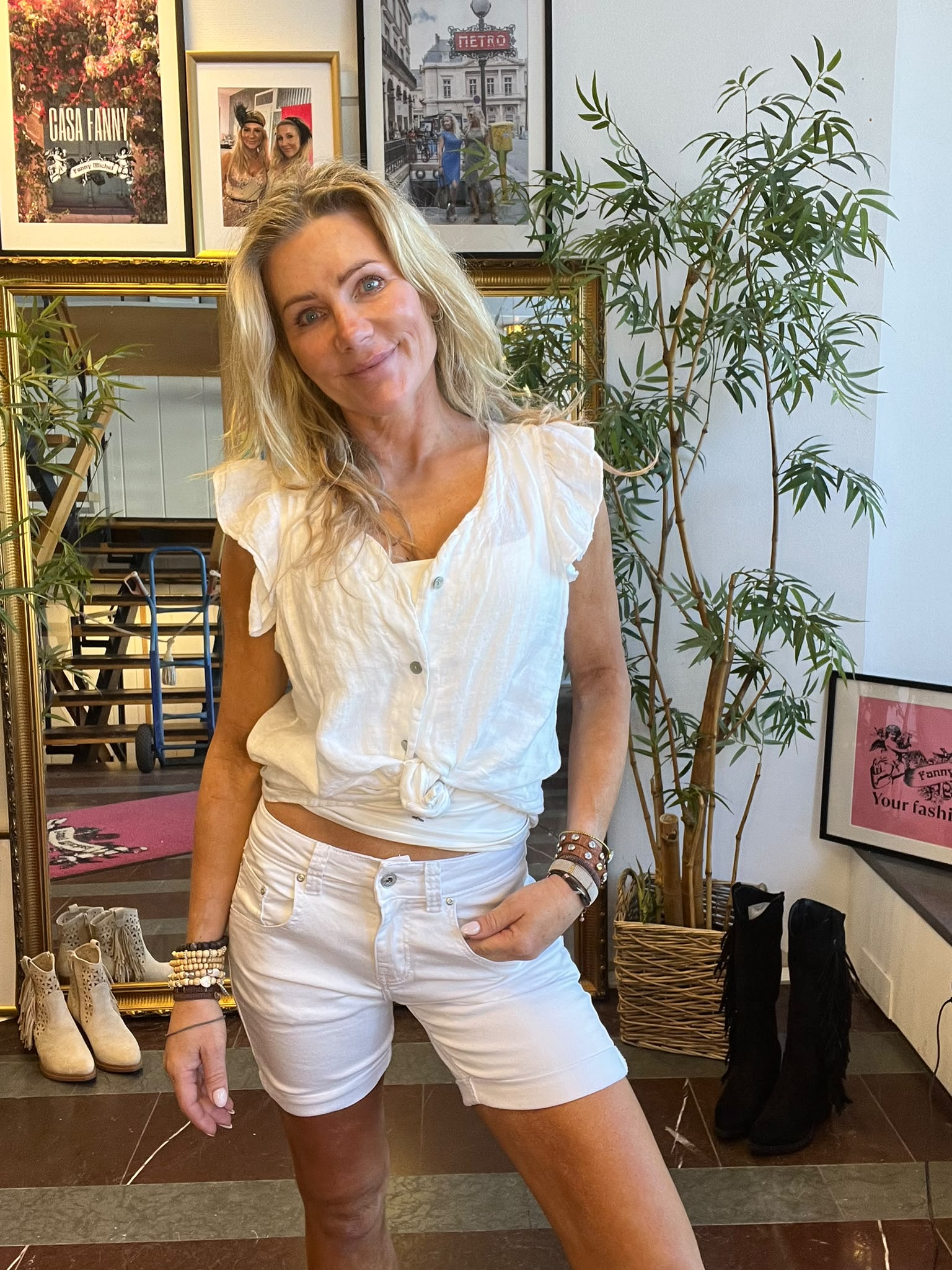 Shorts A1262 - Dragkedja - Vit - Bild 4