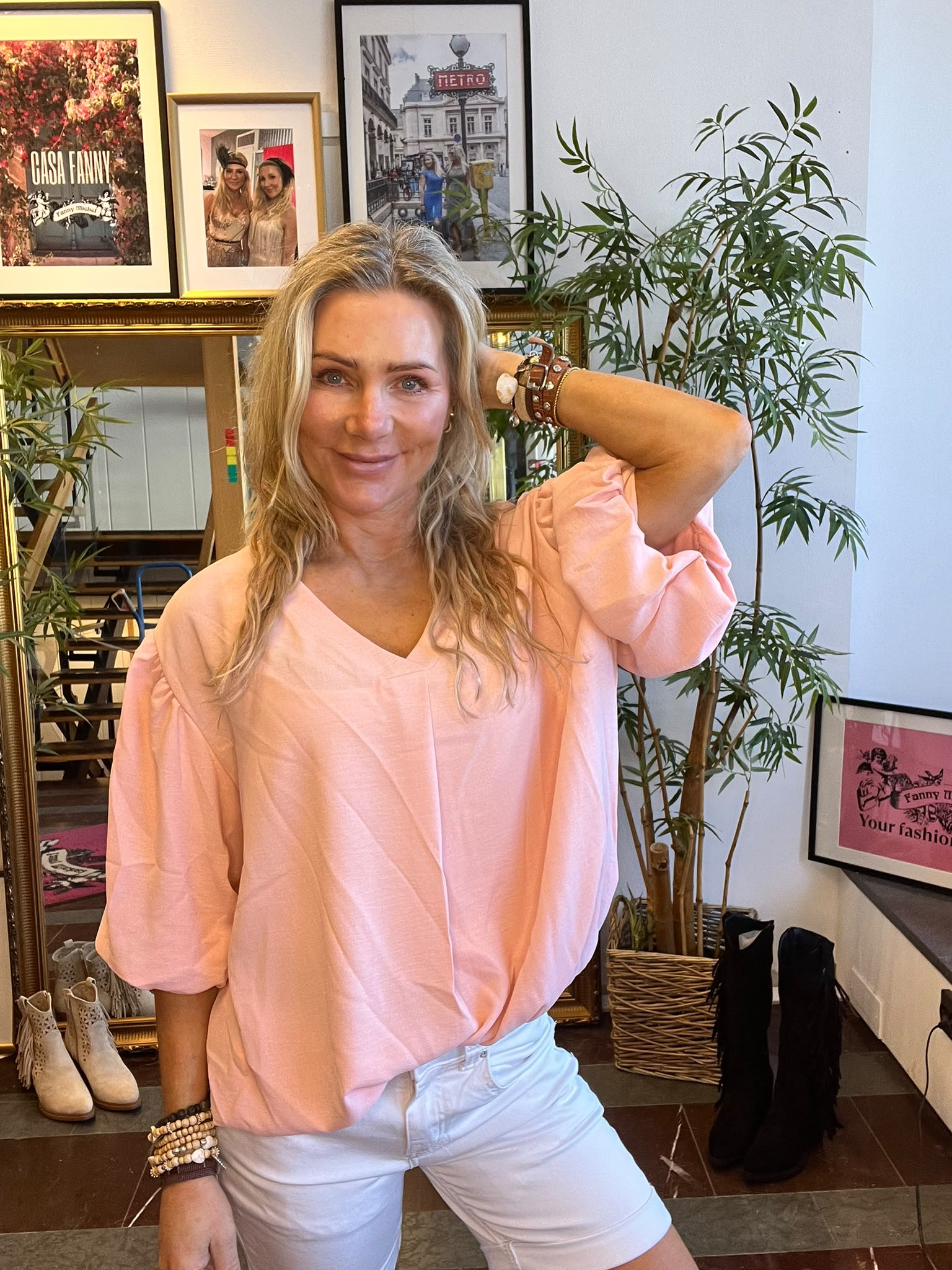 Betty - Topp med ballongärm - Ljusrosa