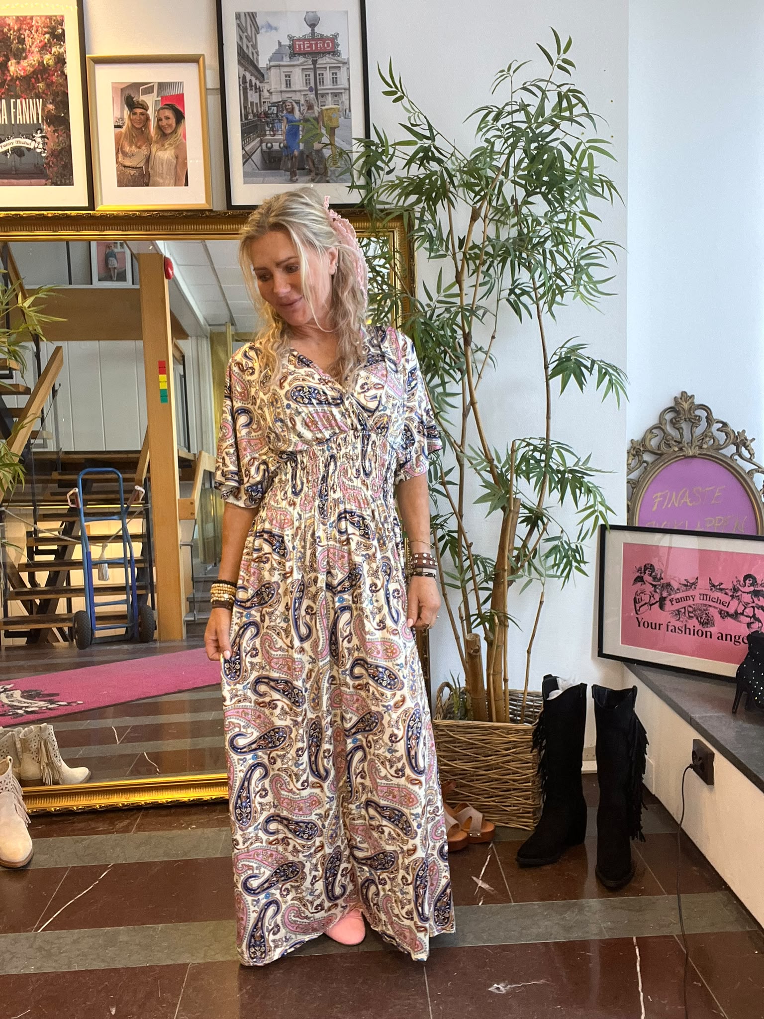 Cynthia Lång mjukisklänning - 1966-E16 - Paisley - Gul - Bild 5