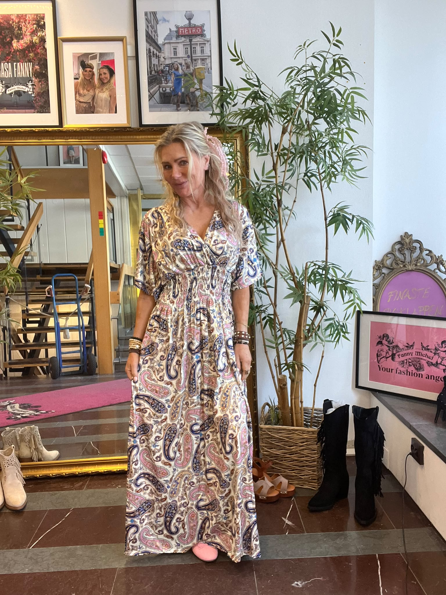 Cynthia Lång mjukisklänning - 1966-E16 - Paisley - Gul - Bild 3