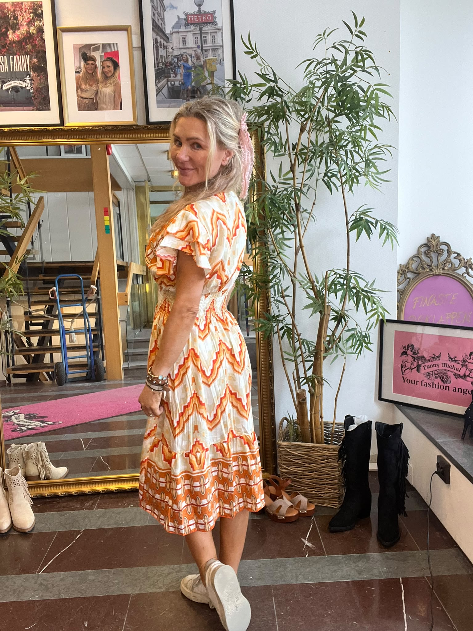 Selena Kort klänning 496-T - Mönstrad - Corall - Bild 6