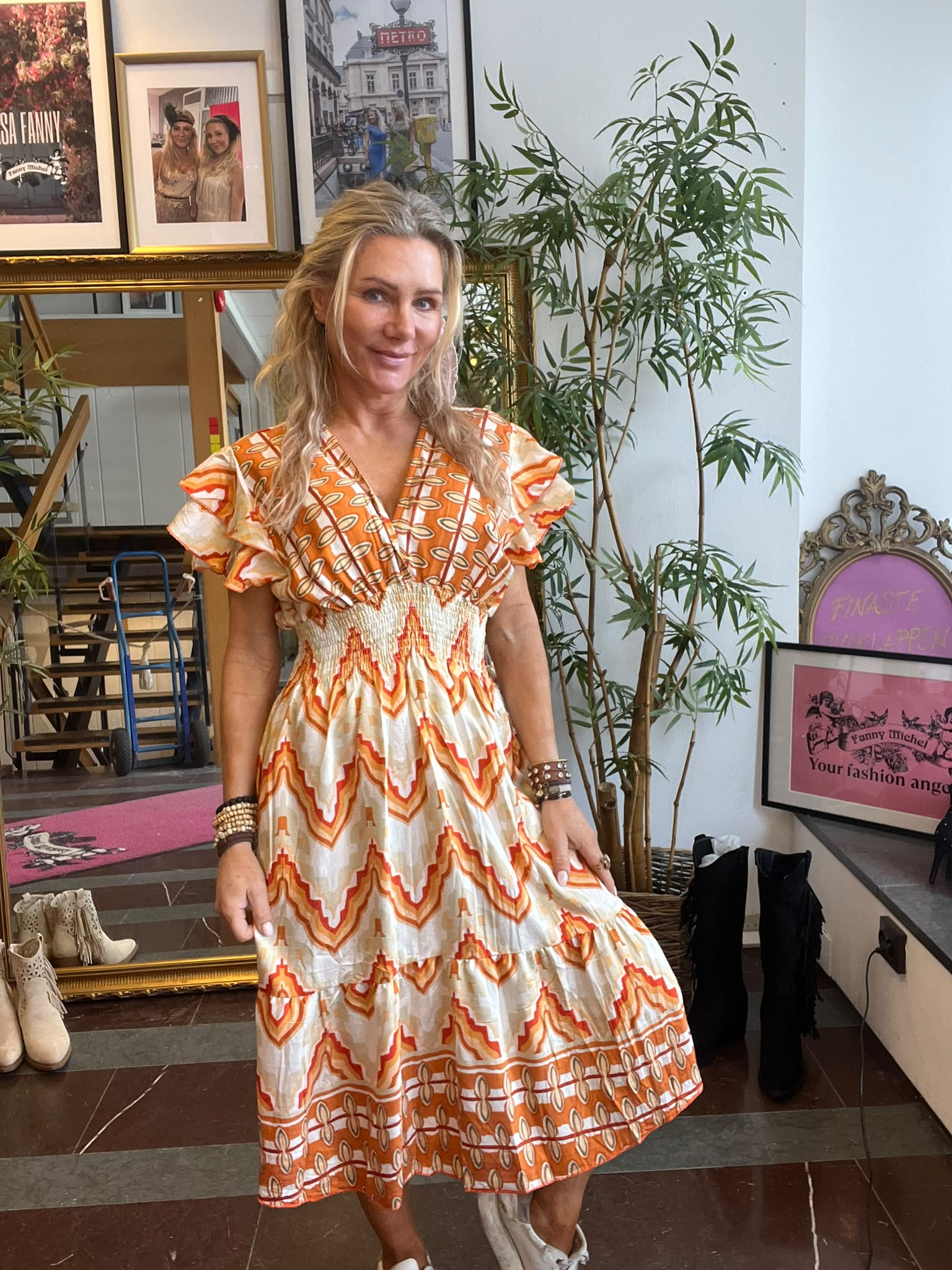 Selena Kort klänning 496-T - Mönstrad - Corall - Bild 2